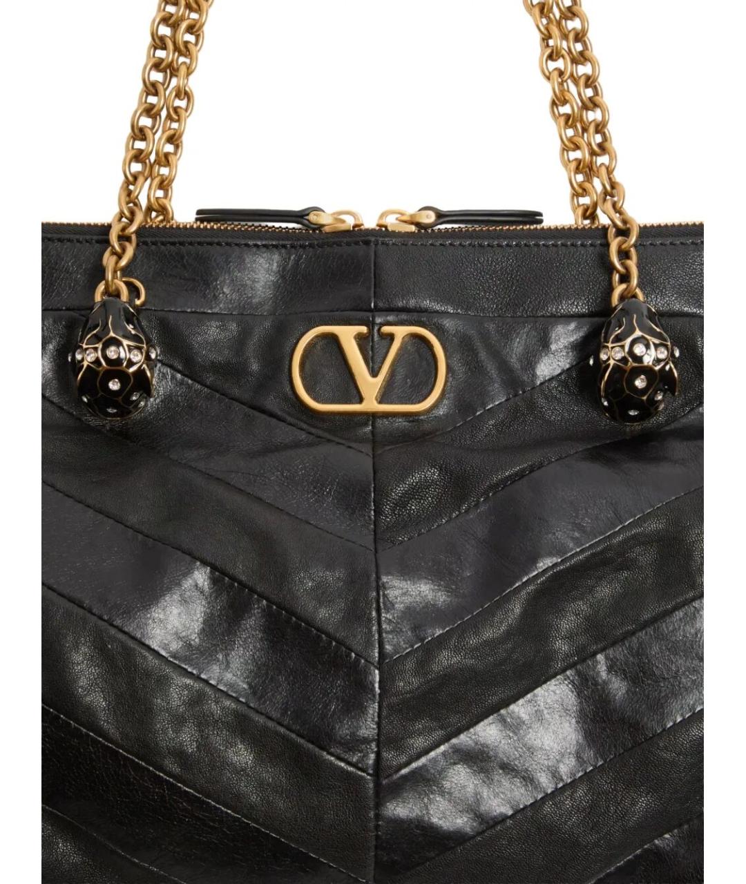 VALENTINO Черная кожаная сумка через плечо, фото 3