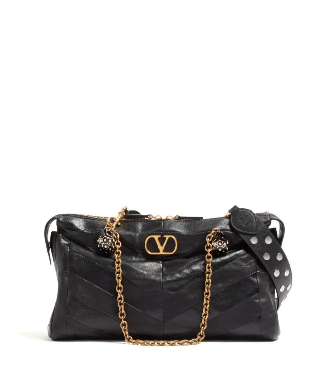 VALENTINO Черная кожаная сумка через плечо, фото 1