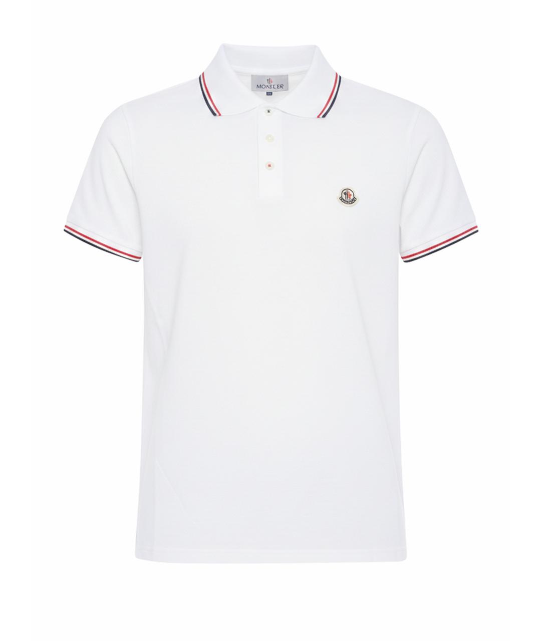 MONCLER Белое хлопковое поло с коротким рукавом, фото 1