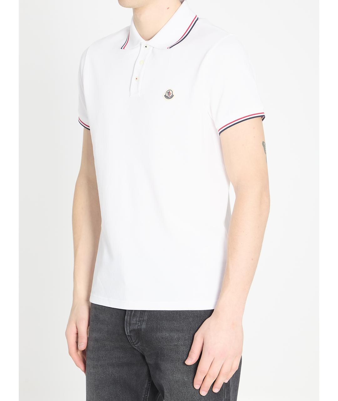 MONCLER Белое хлопковое поло с коротким рукавом, фото 2