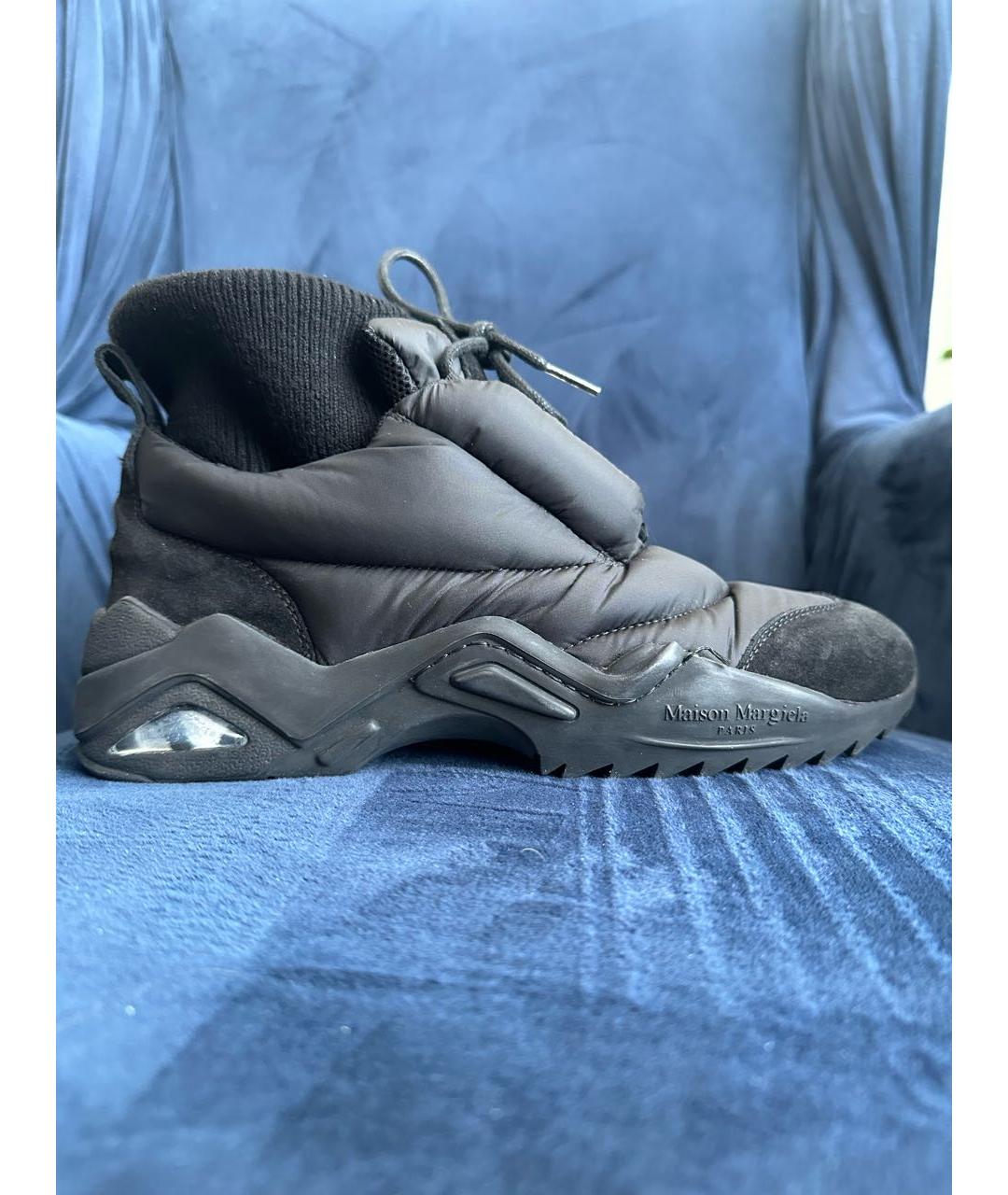 MAISON MARGIELA Черные текстильные высокие кроссовки / кеды, фото 9
