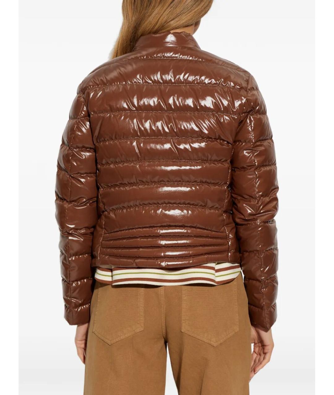 MONCLER Коричневый полиамидовый пуховик, фото 4