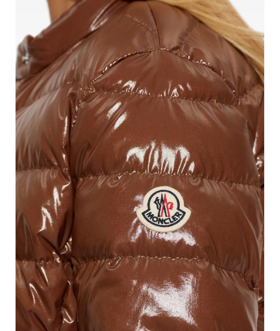 MONCLER Коричневый полиамидовый пуховик, фото 5