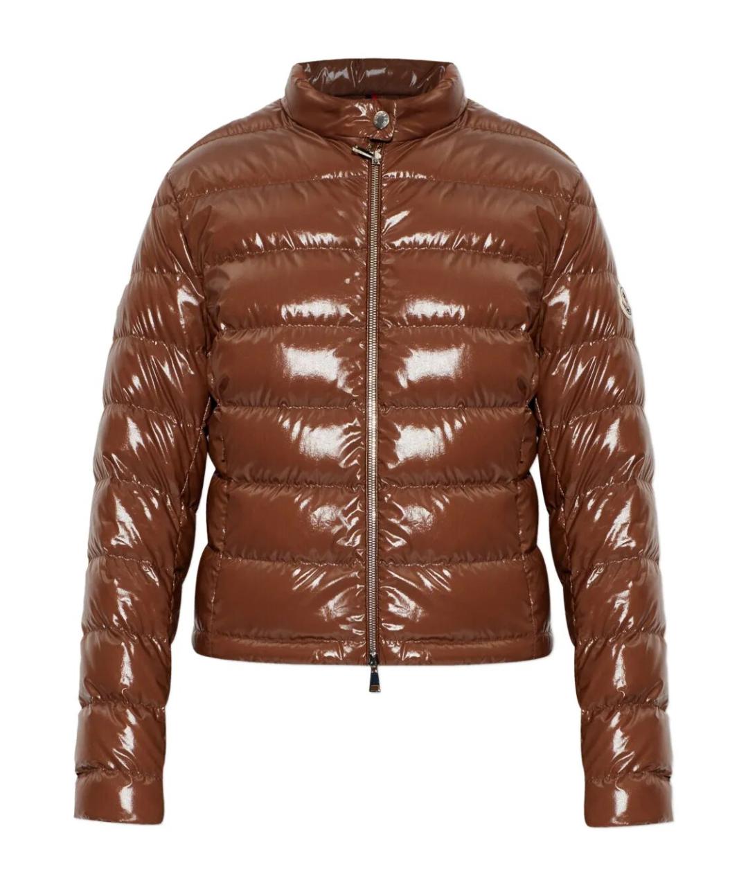 MONCLER Коричневый полиамидовый пуховик, фото 1