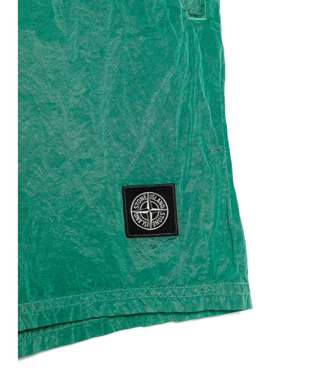 STONE ISLAND Зеленые полиамидовые шорты, фото 3