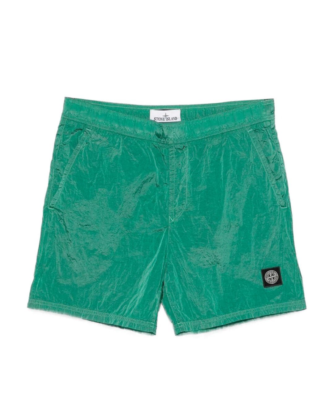 STONE ISLAND Зеленые полиамидовые шорты, фото 1