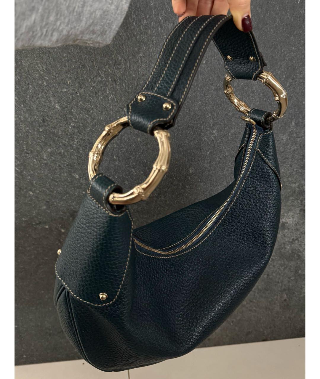 GUCCI Темно-синяя кожаная сумка с короткими ручками, фото 5