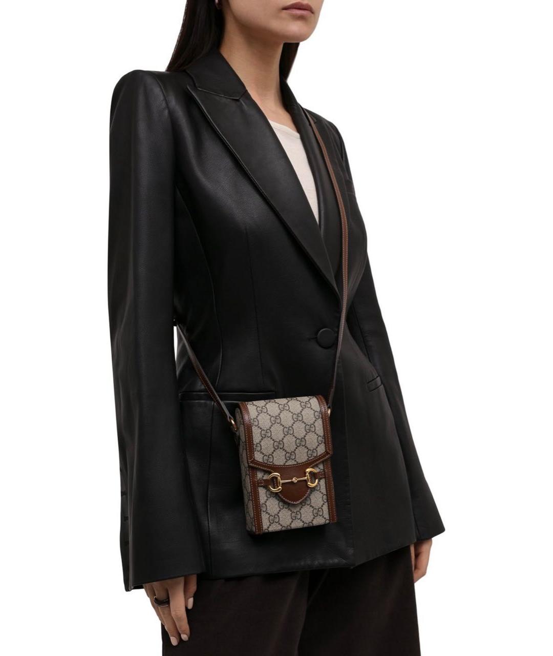 GUCCI Коричневая кожаная сумка через плечо, фото 8