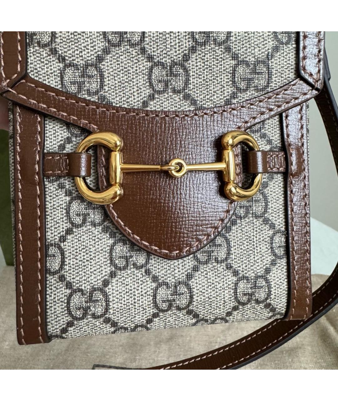 GUCCI Коричневая кожаная сумка через плечо, фото 7