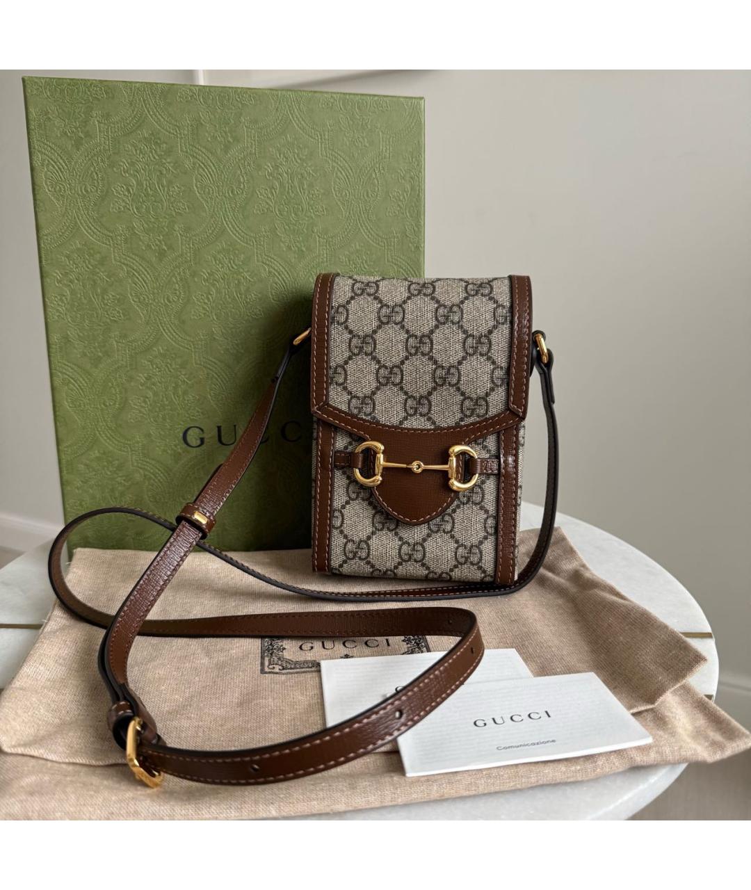 GUCCI Коричневая кожаная сумка через плечо, фото 3