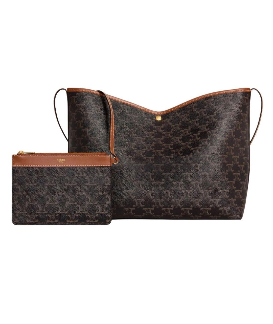 CELINE Коричневая кожаная сумка тоут, фото 5