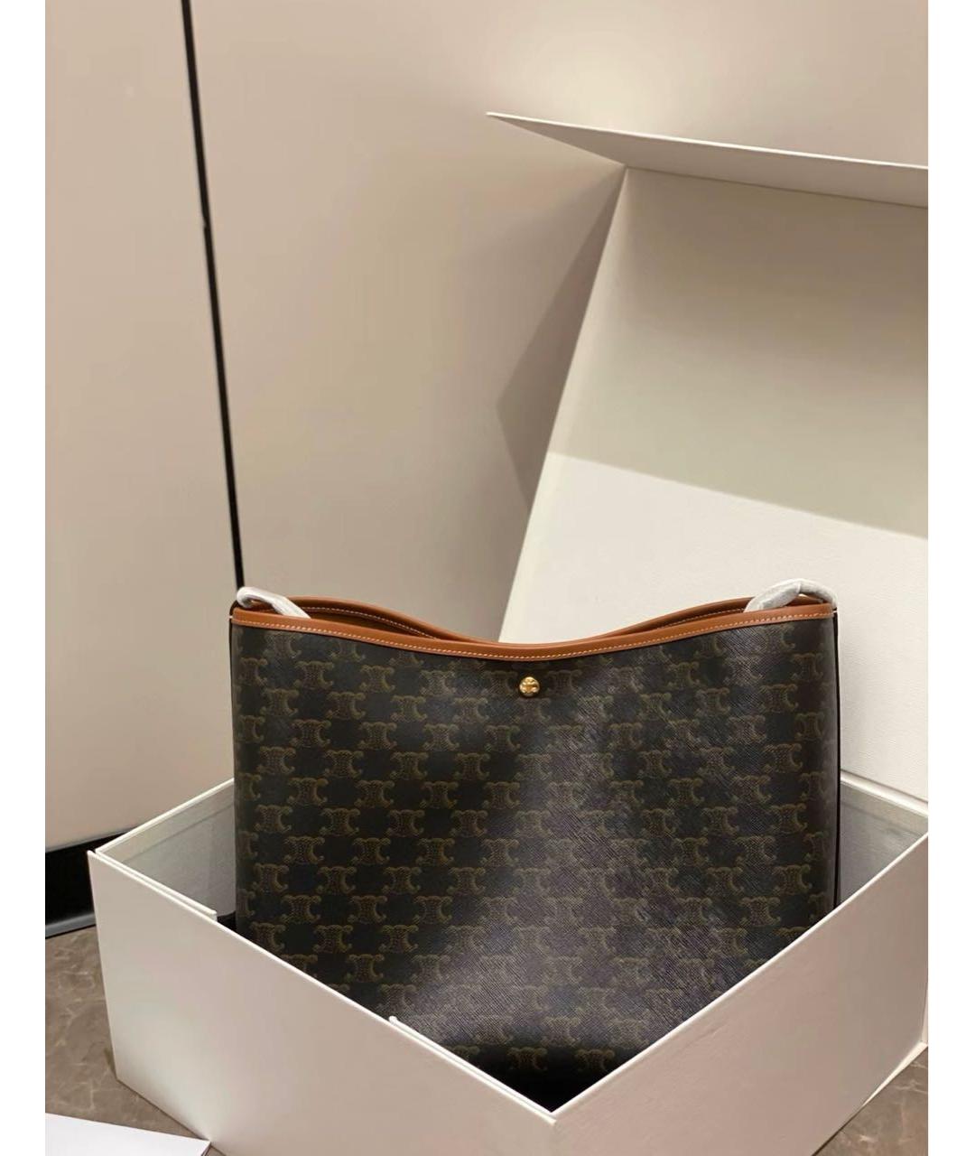 CELINE Коричневая кожаная сумка тоут, фото 6