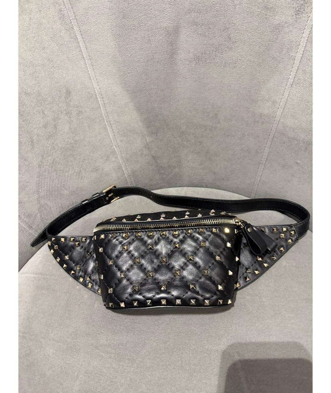 VALENTINO Черная кожаная поясная сумка, фото 7