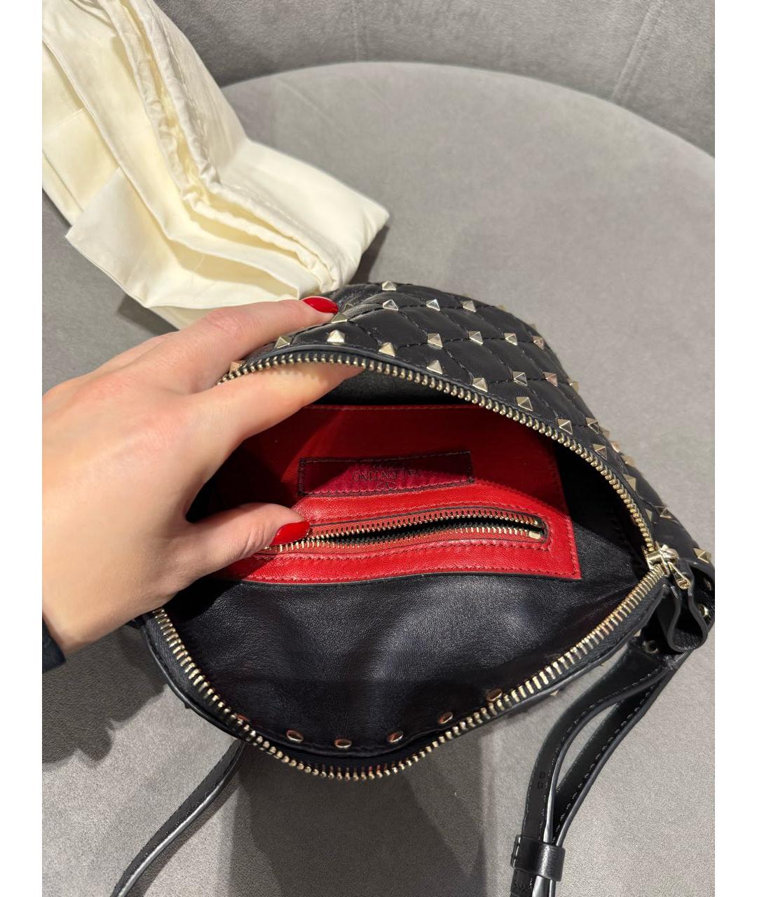 VALENTINO Черная кожаная поясная сумка, фото 5