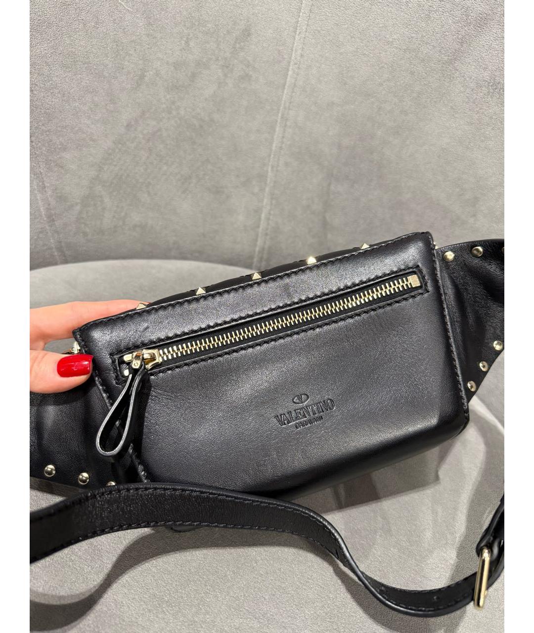 VALENTINO Черная кожаная поясная сумка, фото 4