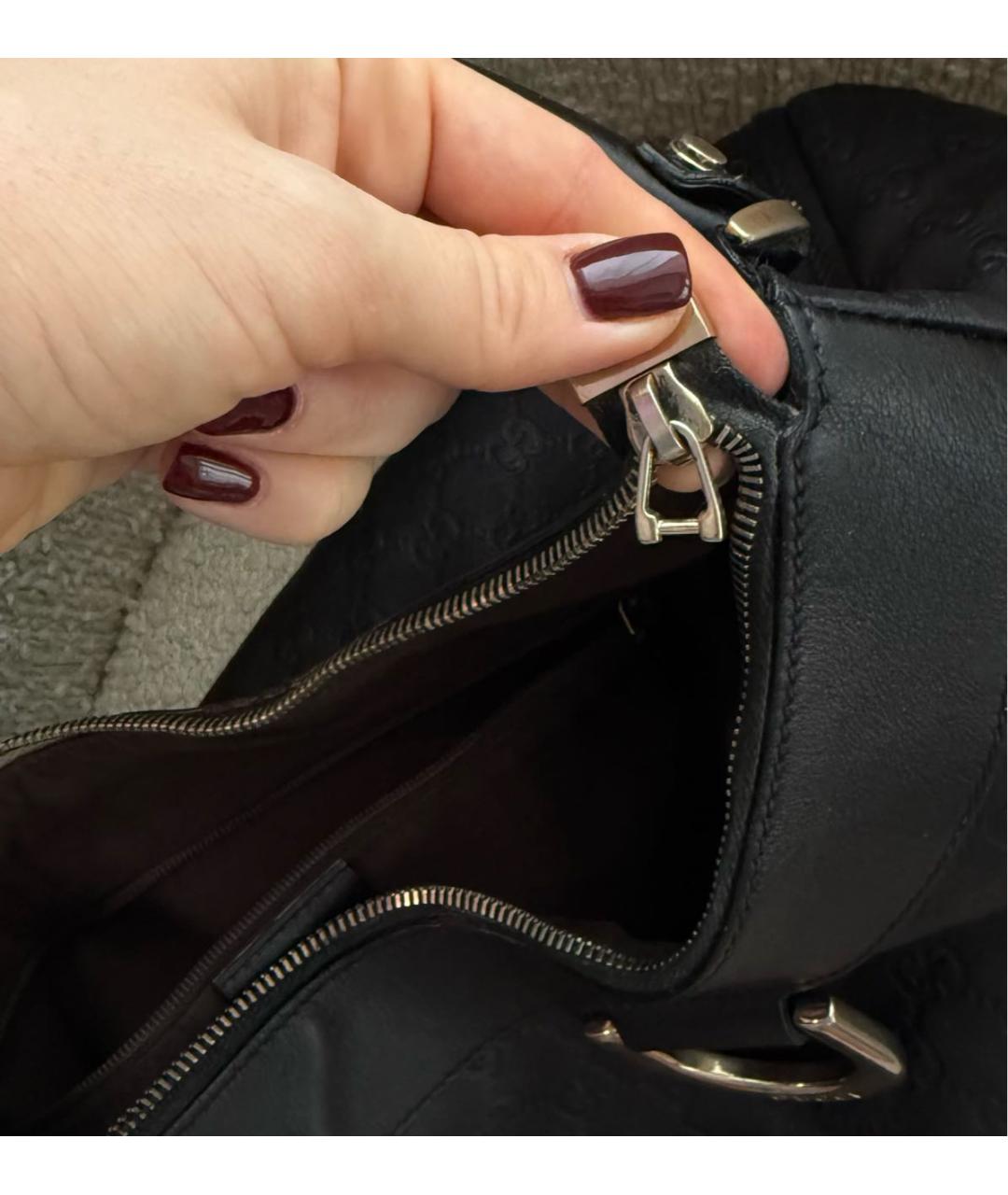 GUCCI Черная кожаная сумка с короткими ручками, фото 6