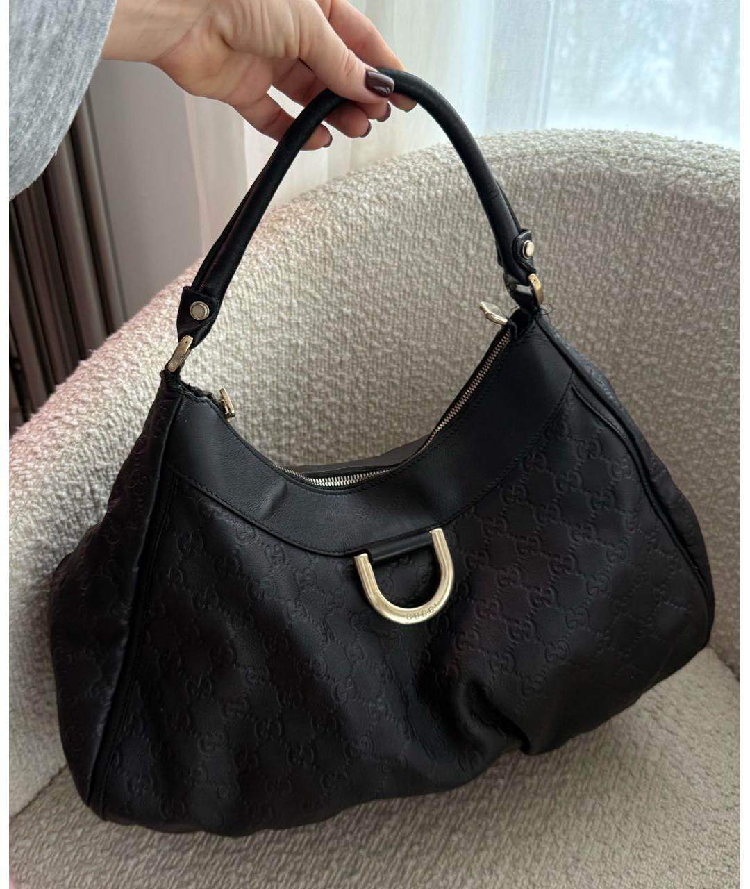 GUCCI Черная кожаная сумка с короткими ручками, фото 2