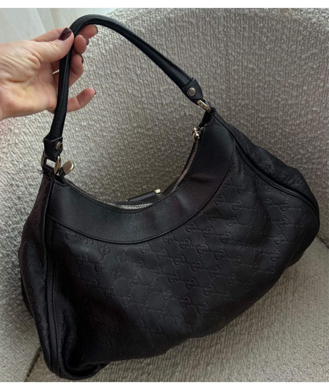 GUCCI Черная кожаная сумка с короткими ручками, фото 4