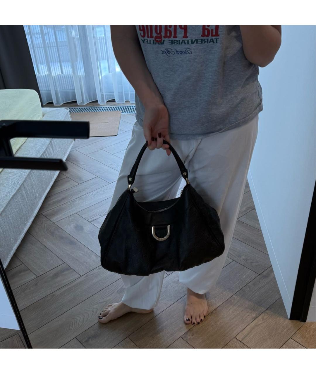 GUCCI Черная кожаная сумка с короткими ручками, фото 7