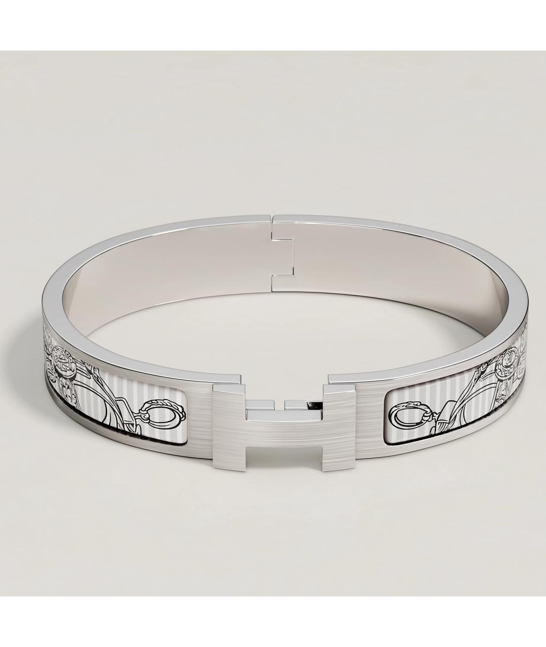 HERMES Серебрянный металлический браслет, фото 2