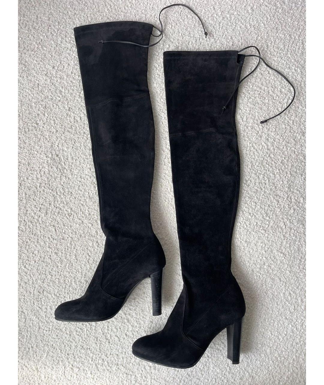 STUART WEITZMAN Черные замшевые ботфорты, фото 2