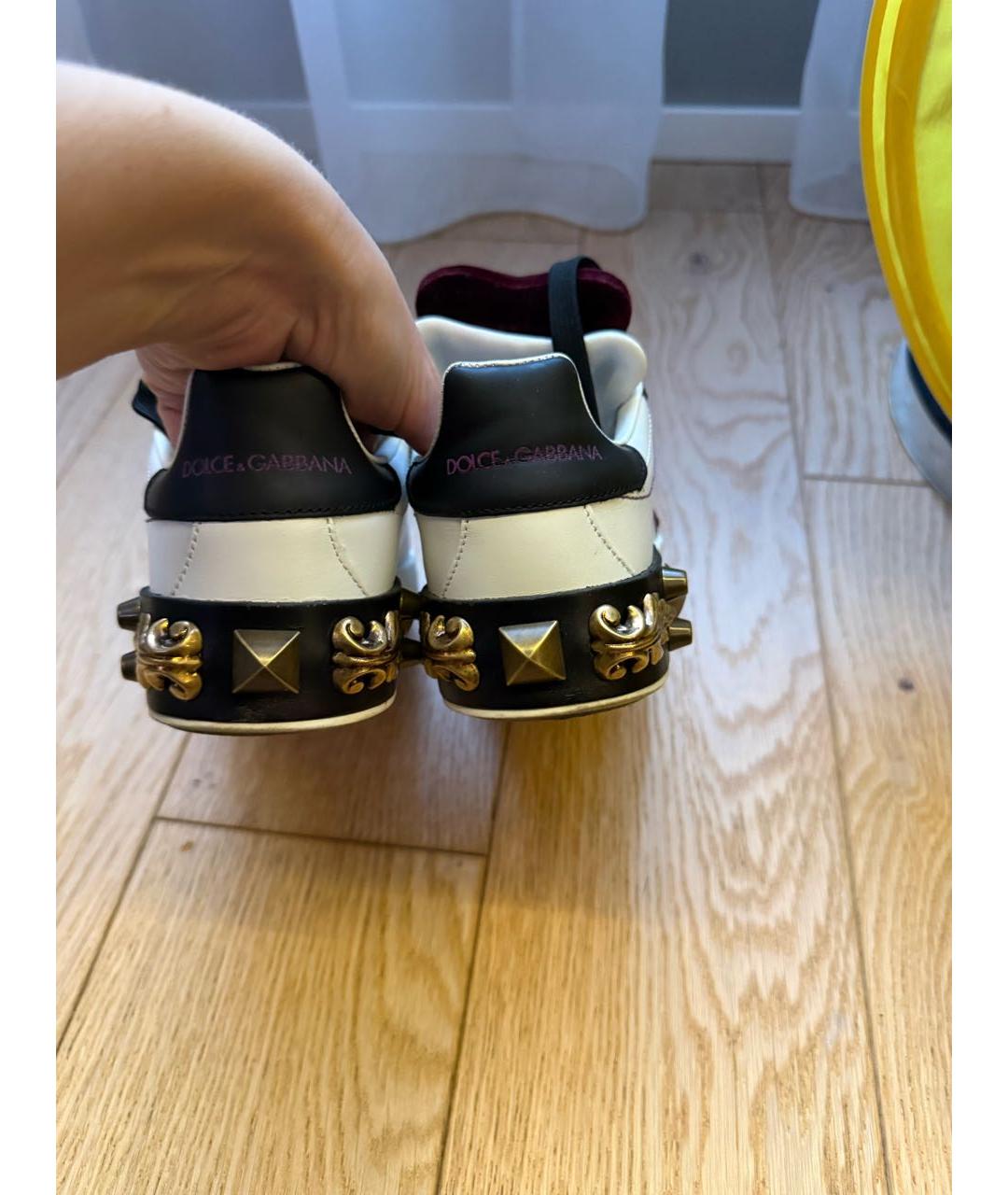 DOLCE&GABBANA Белые кожаные кеды, фото 3