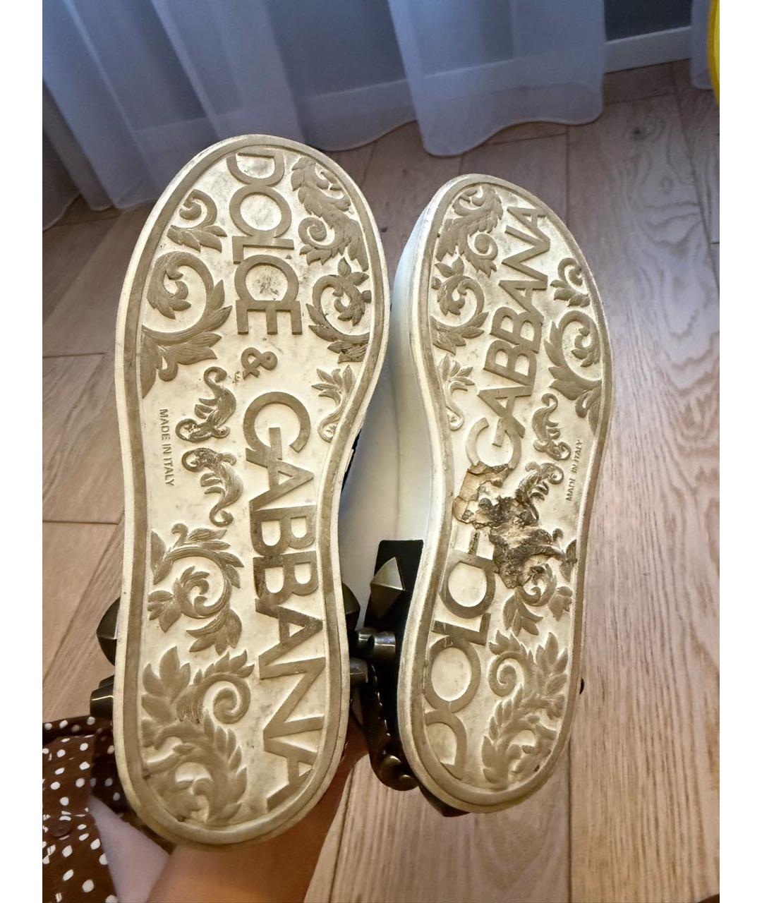 DOLCE&GABBANA Белые кожаные кеды, фото 4