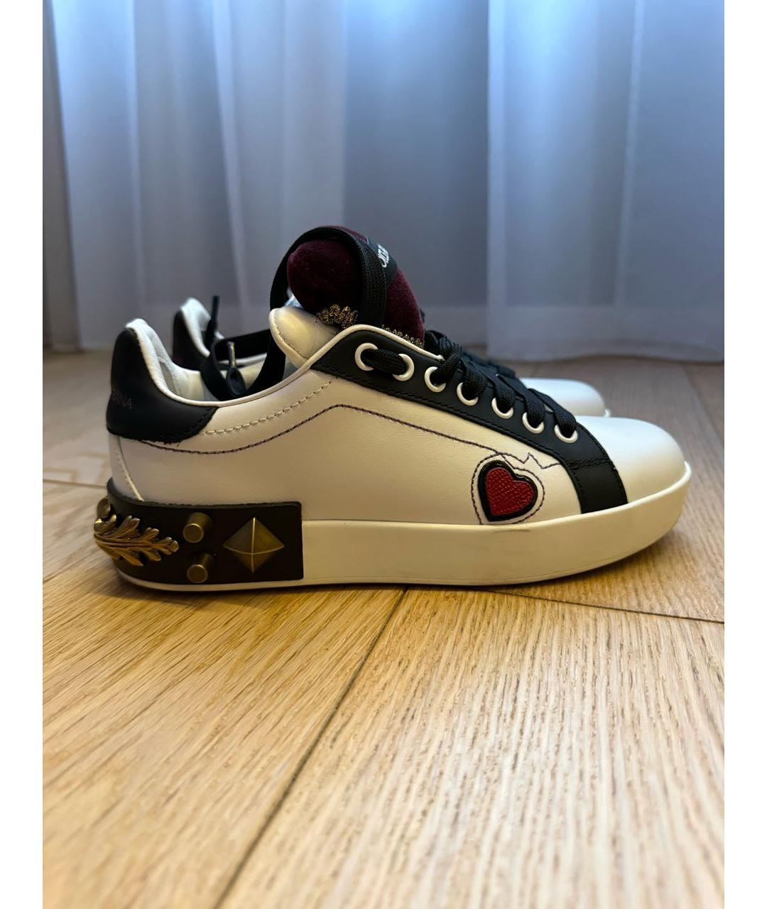 DOLCE&GABBANA Белые кожаные кеды, фото 9