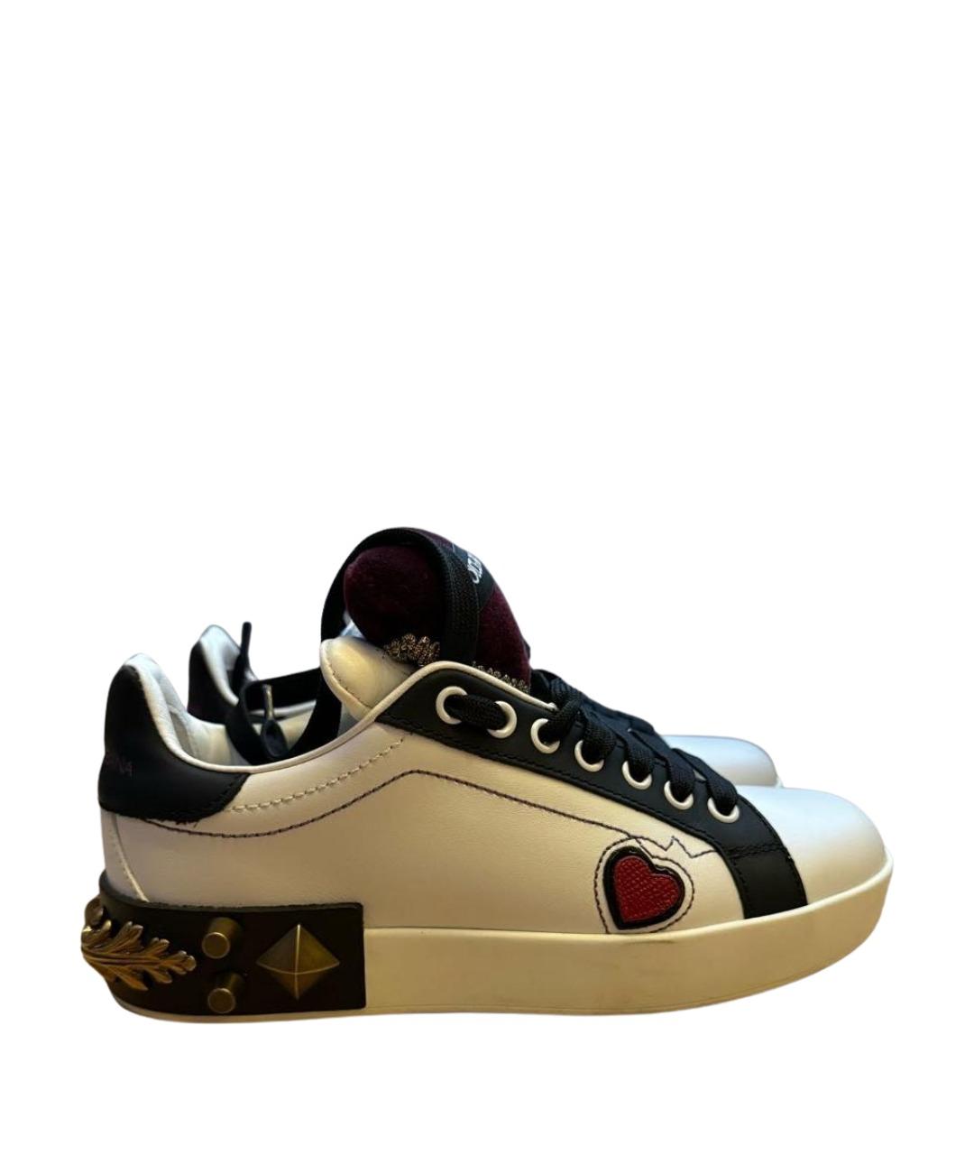 DOLCE&GABBANA Белые кожаные кеды, фото 1