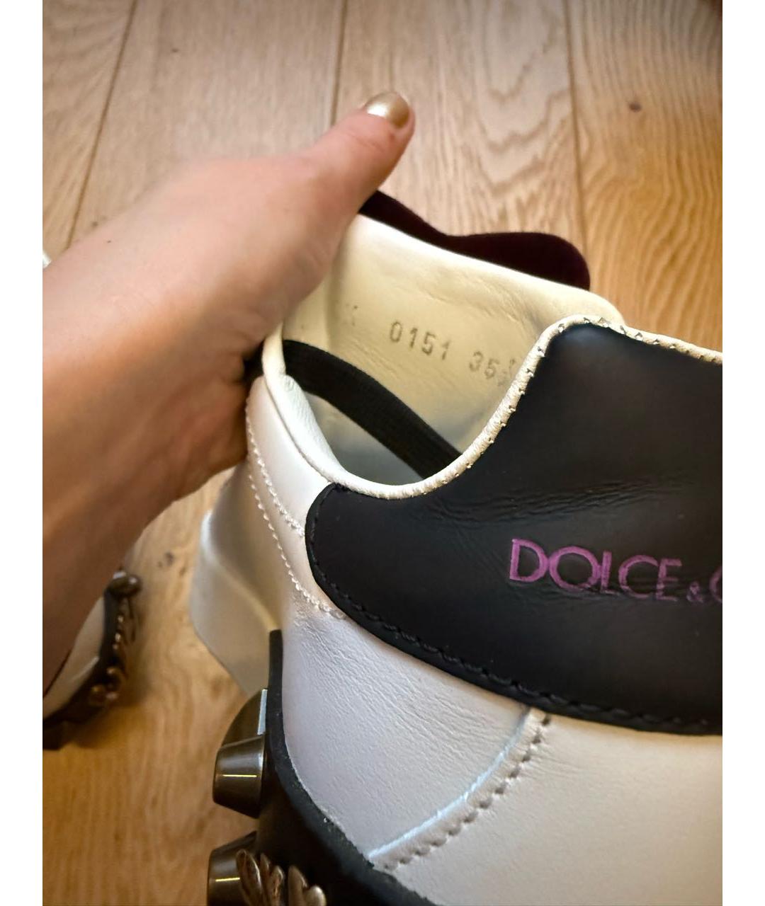 DOLCE&GABBANA Белые кожаные кеды, фото 6