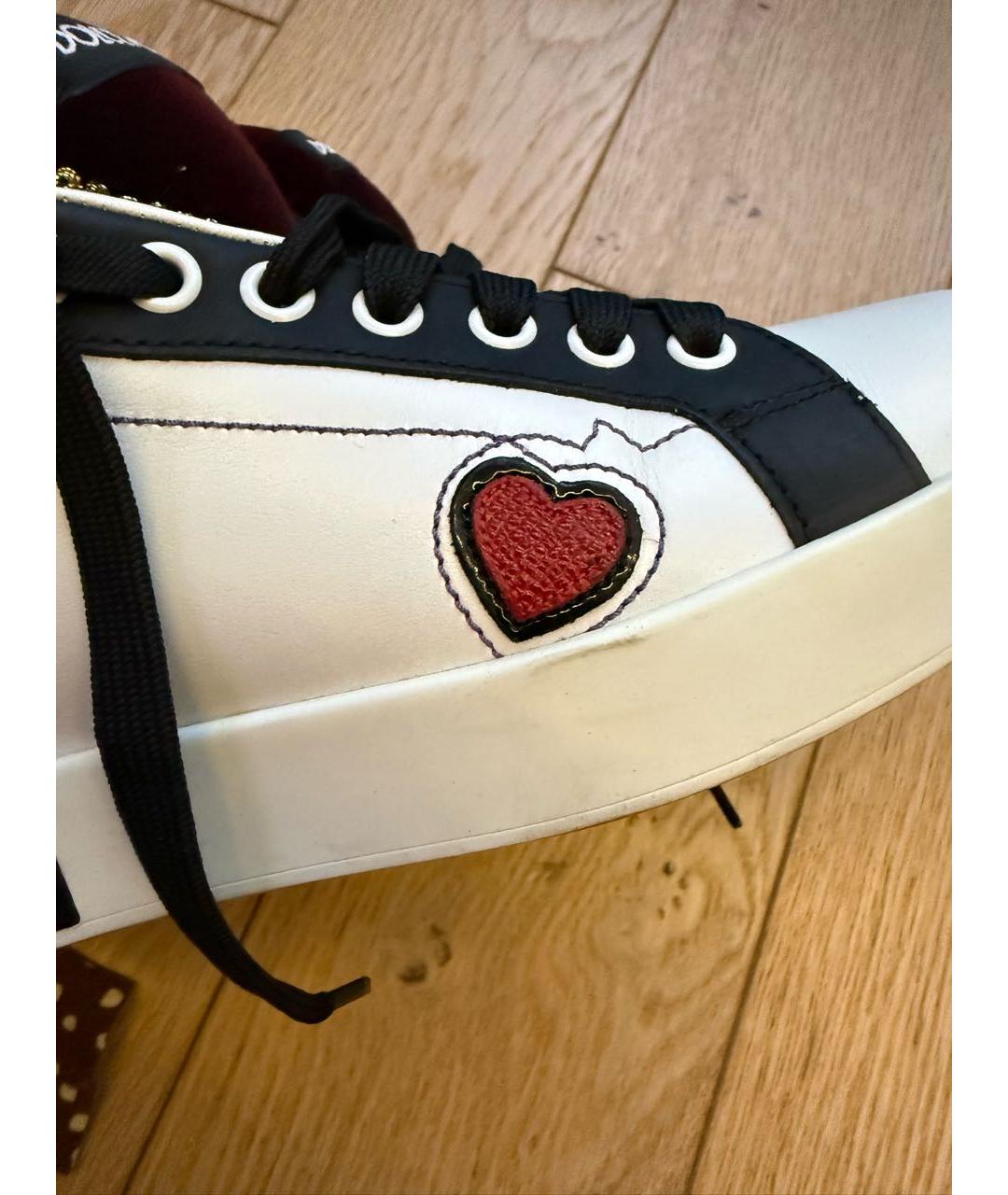 DOLCE&GABBANA Белые кожаные кеды, фото 8