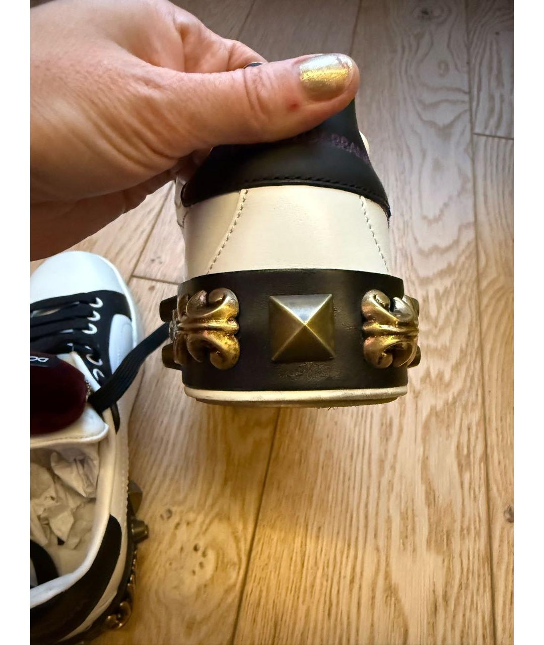 DOLCE&GABBANA Белые кожаные кеды, фото 7