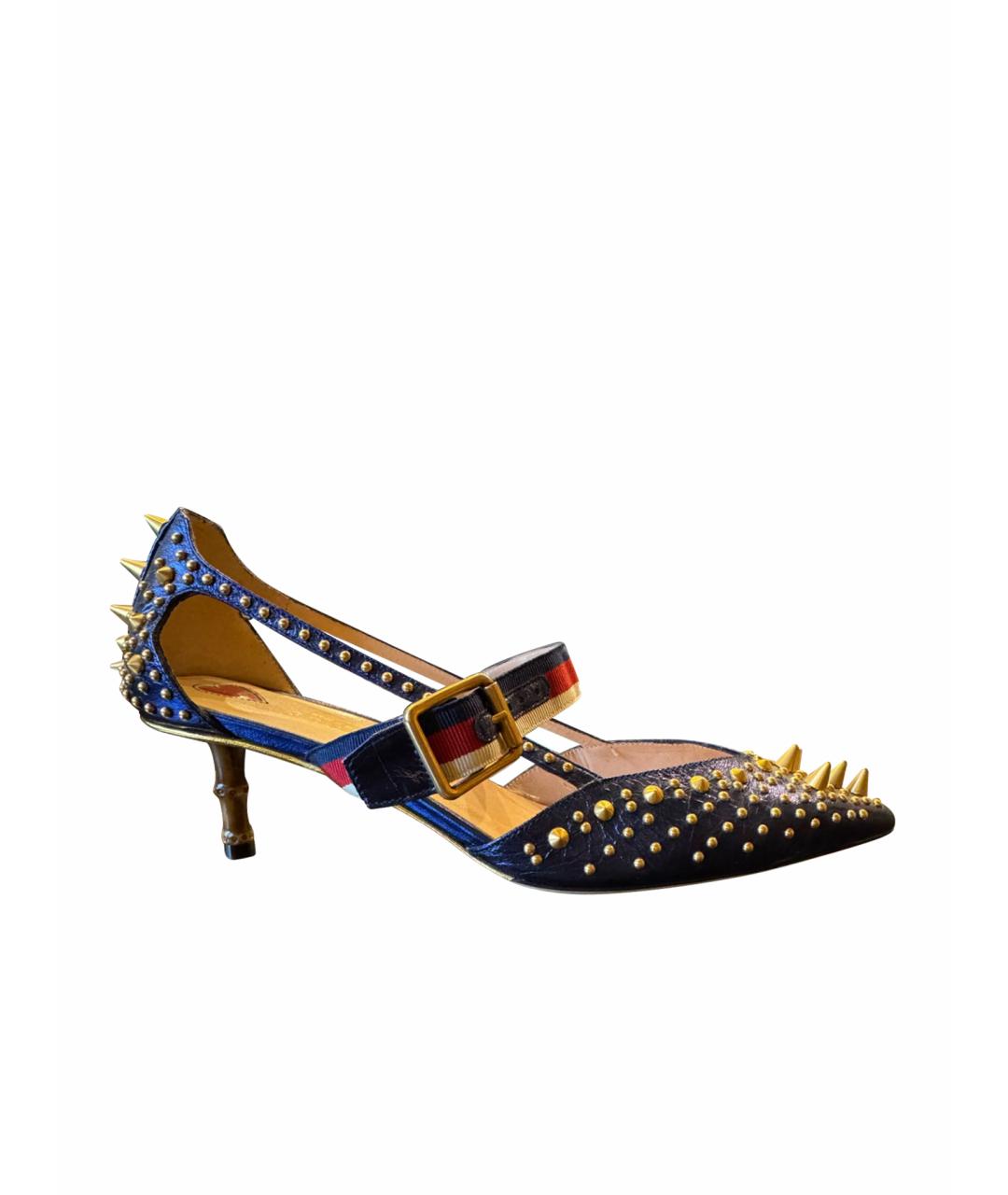 GUCCI Синие кожаные босоножки, фото 1