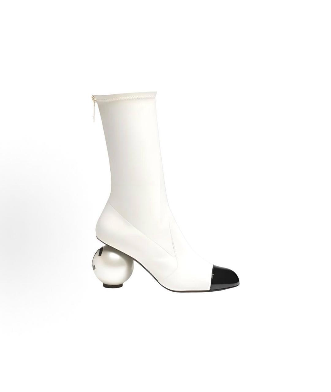 CHANEL Белые кожаные сапоги, фото 5