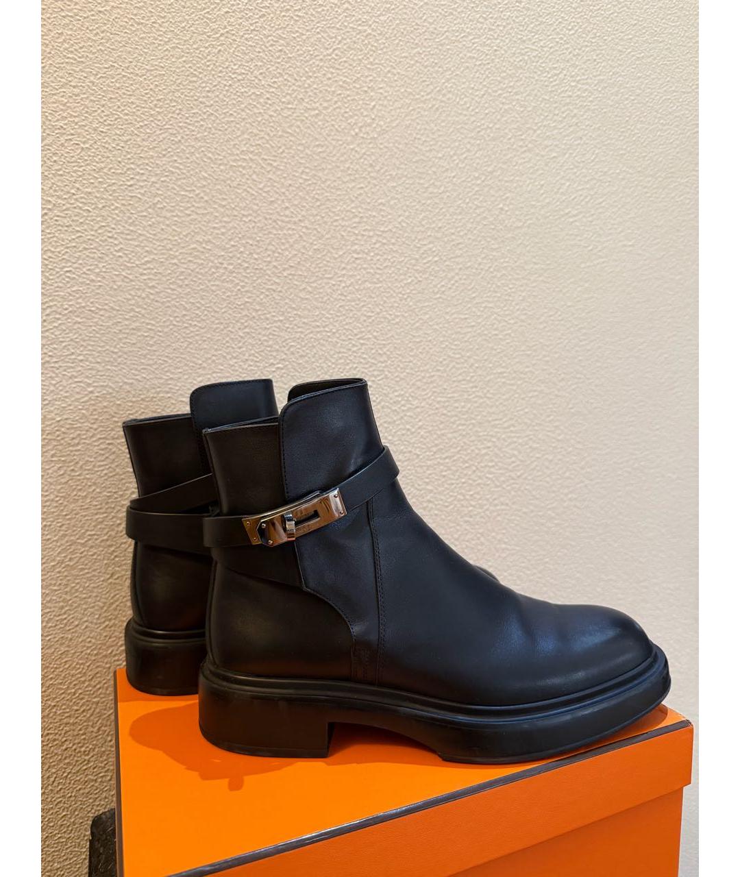 HERMES Черные кожаные ботинки, фото 7