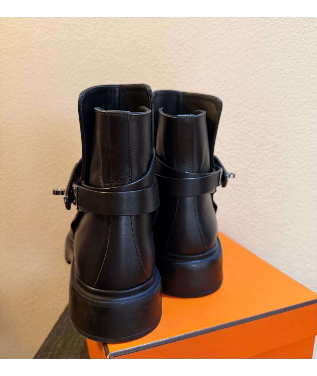HERMES Черные кожаные ботинки, фото 2