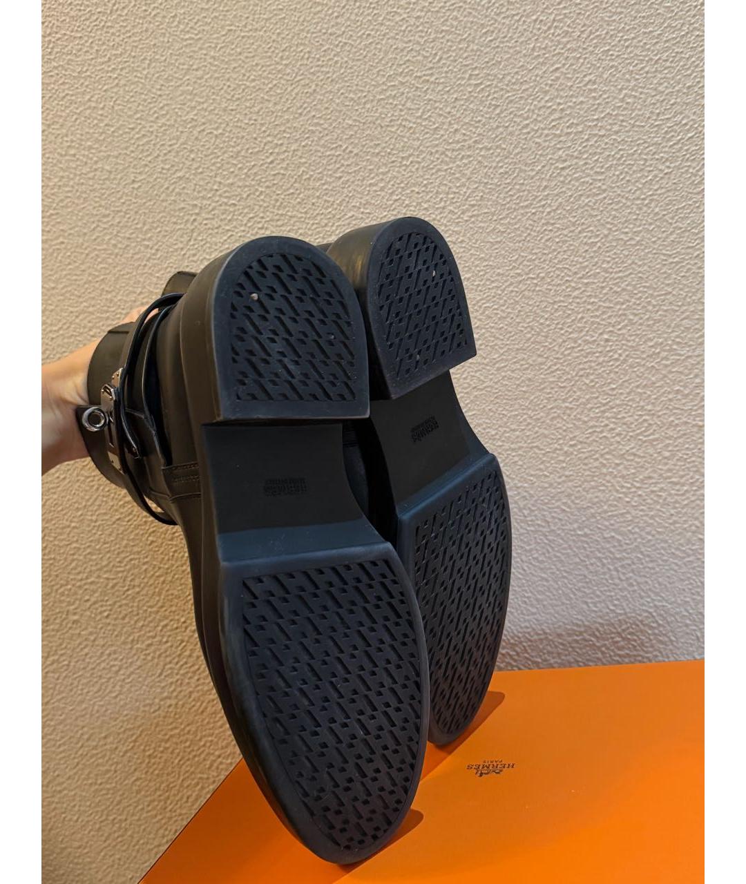 HERMES Черные кожаные ботинки, фото 5