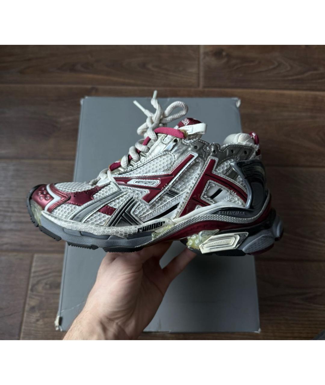 BALENCIAGA Бордовые текстильные кроссовки, фото 9