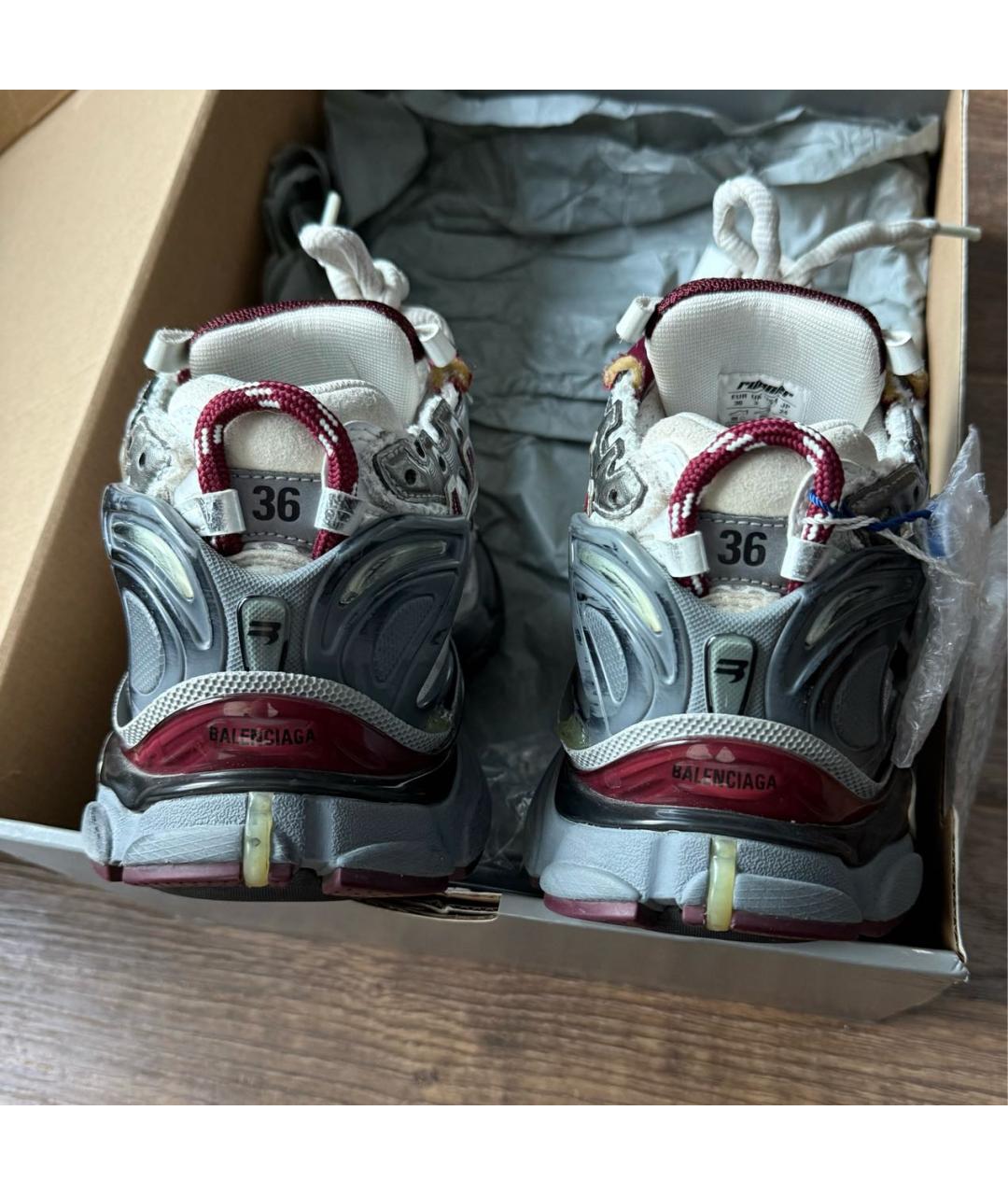 BALENCIAGA Бордовые текстильные кроссовки, фото 4