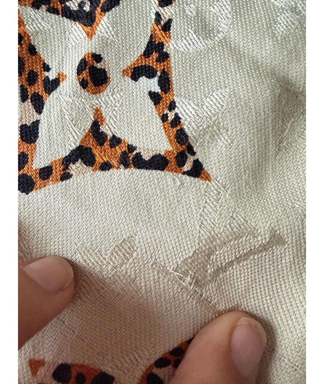 LOUIS VUITTON Бежевый шерстяной платок, фото 8