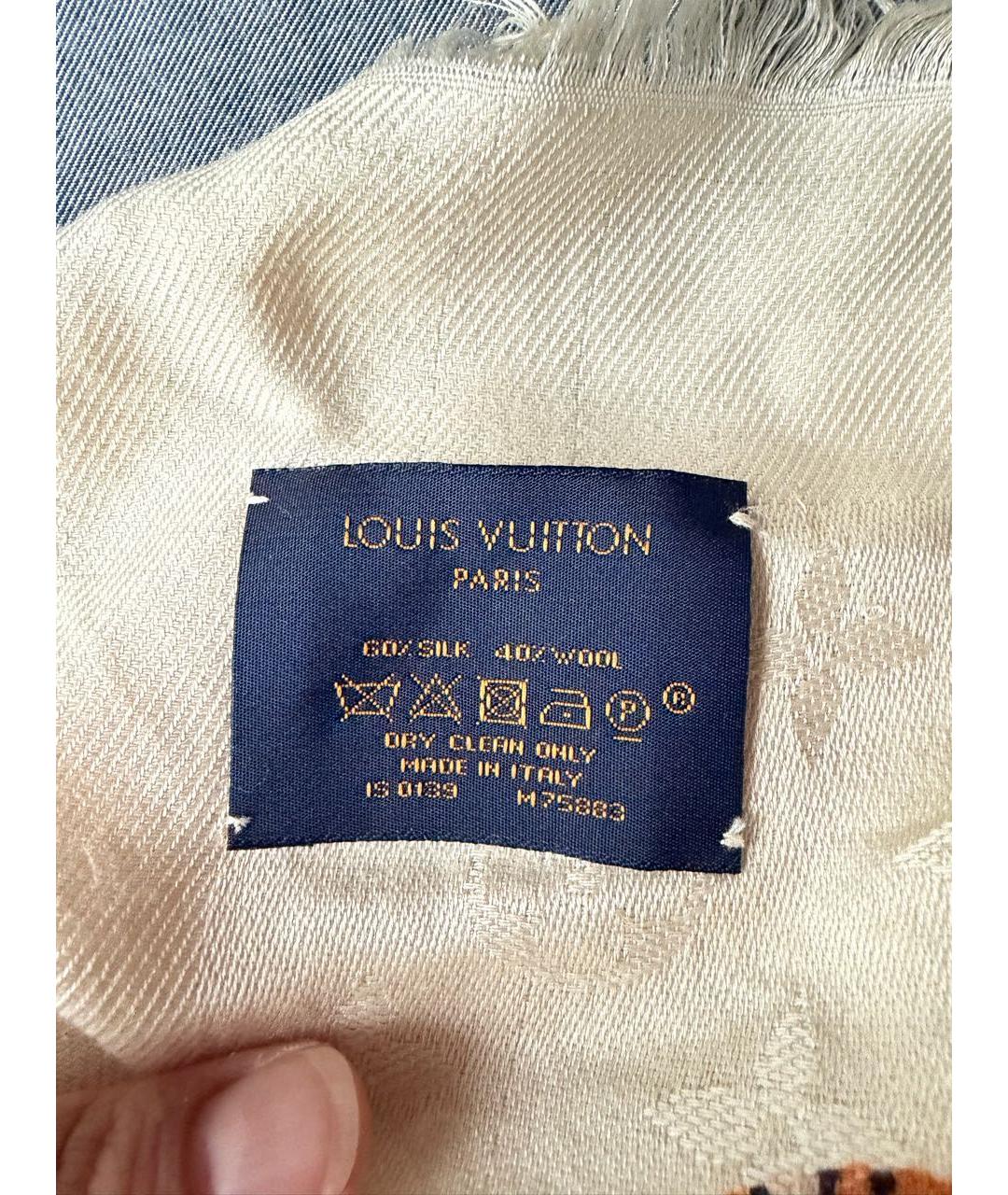 LOUIS VUITTON Бежевый шерстяной платок, фото 3