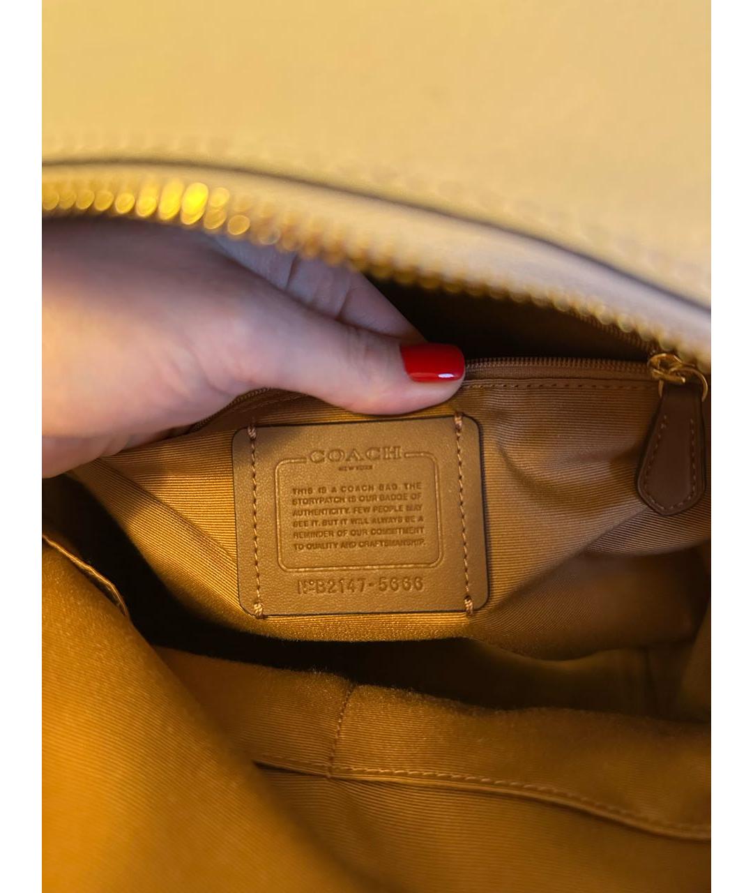 COACH Белый кожаный рюкзак, фото 4