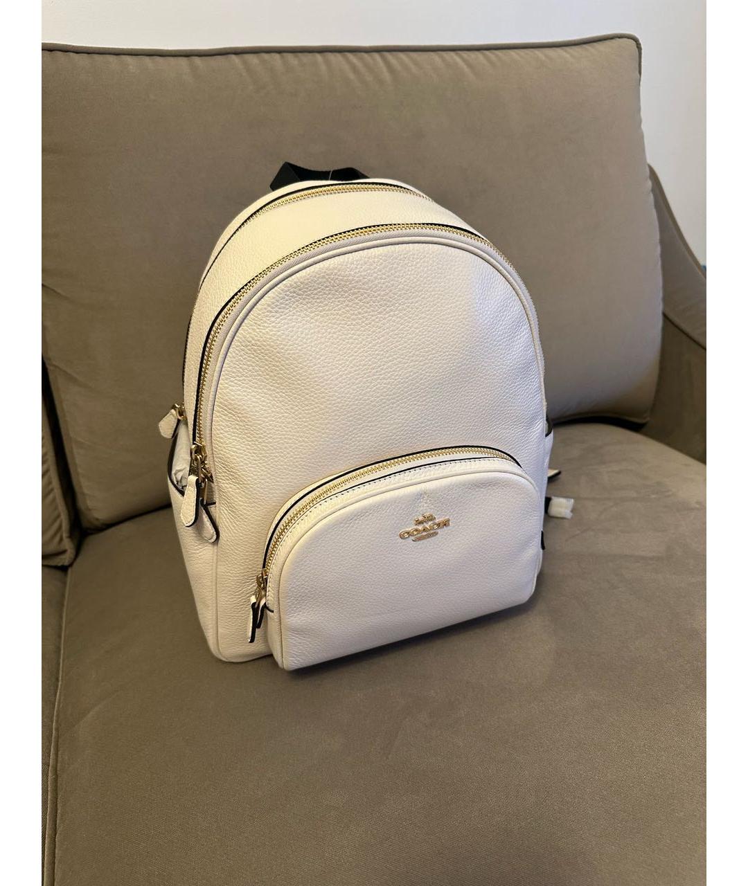 COACH Белый кожаный рюкзак, фото 6