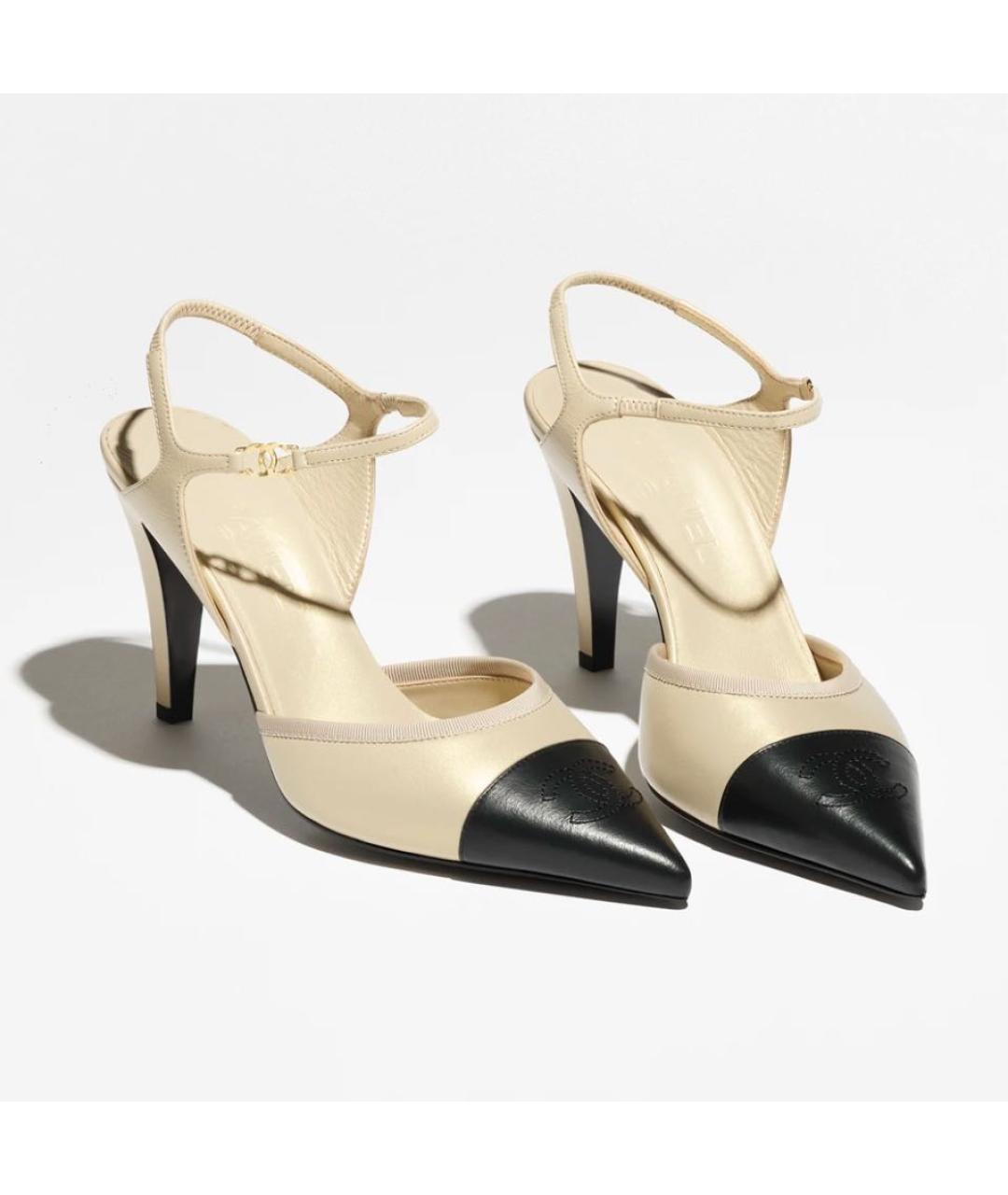 CHANEL Бежевые кожаные туфли, фото 2