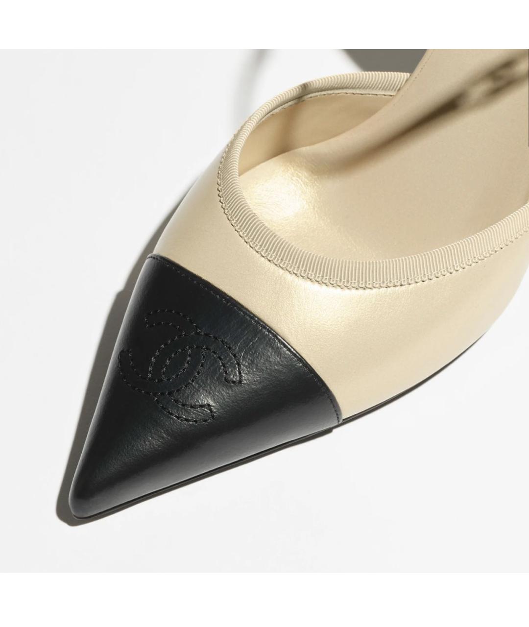 CHANEL Бежевые кожаные туфли, фото 5