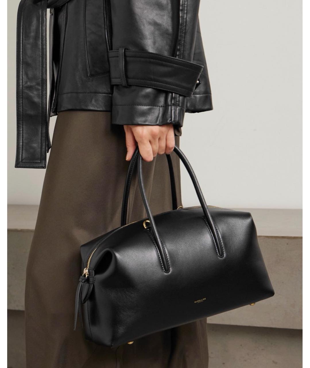 DEMELLIER Черная кожаная сумка с короткими ручками, фото 4