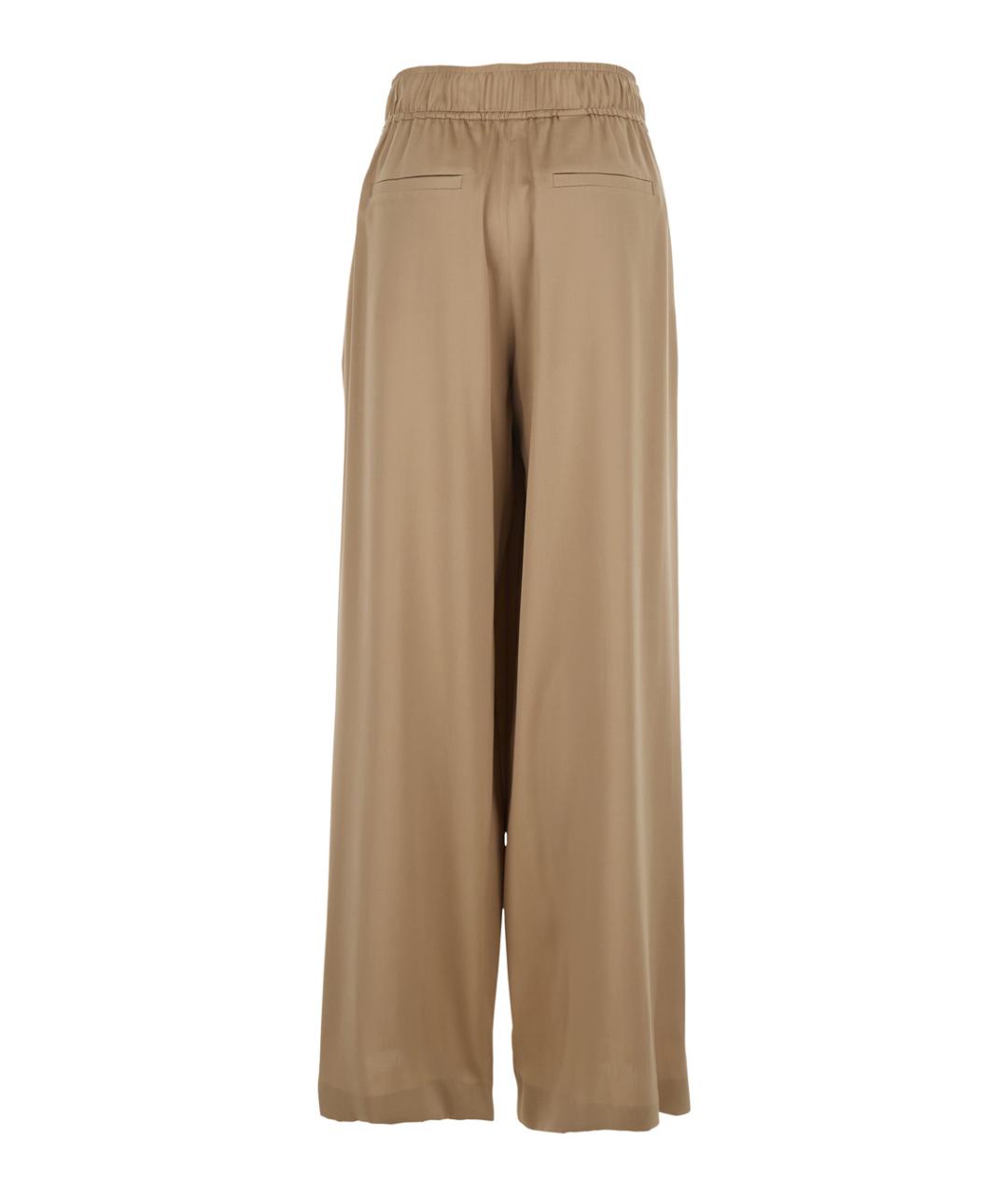 BRUNELLO CUCINELLI Бежевые шелковые прямые брюки, фото 2