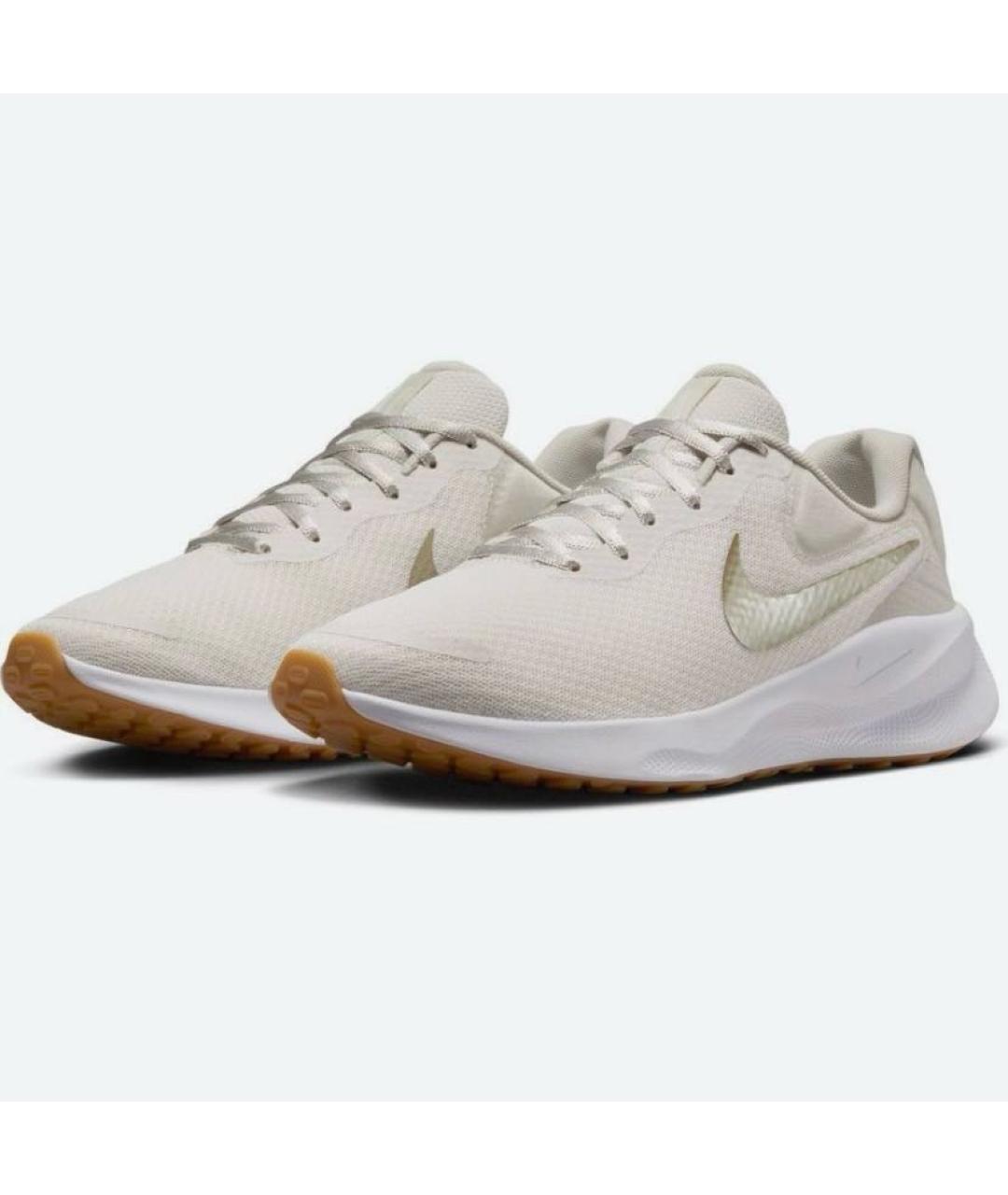 NIKE Бежевые текстильные низкие кроссовки / кеды, фото 2