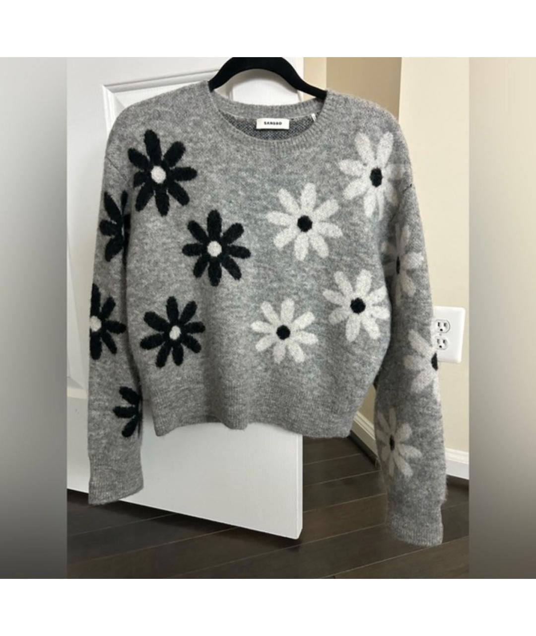 SANDRO Серый шерстяной джемпер / свитер, фото 7