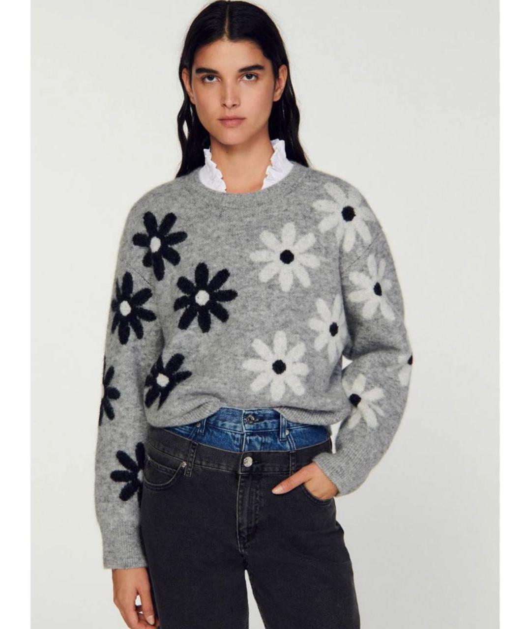 SANDRO Серый шерстяной джемпер / свитер, фото 6